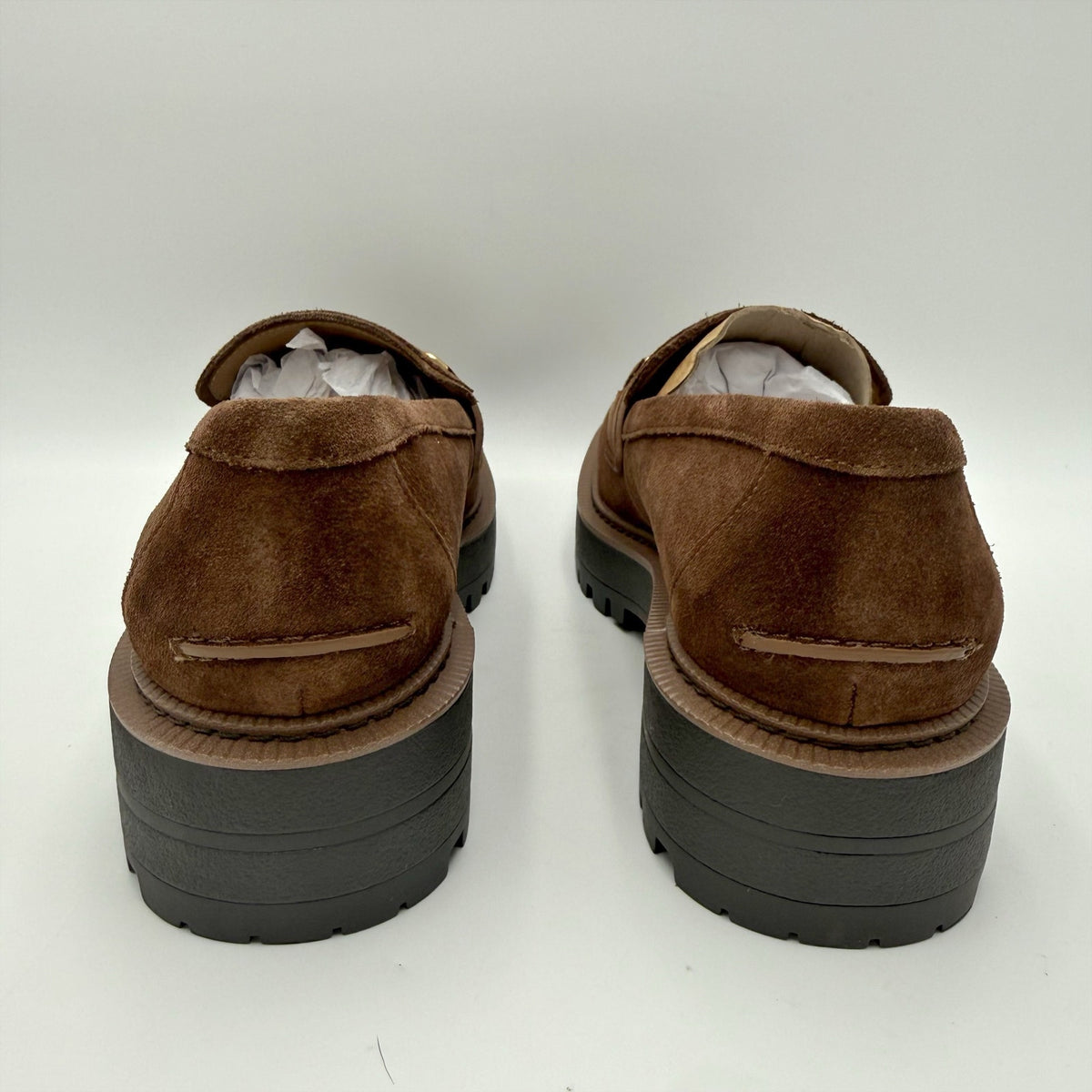 Sam Edelman Womens Lea Platform Loafers Size 8.5 M Brown Suede NIB