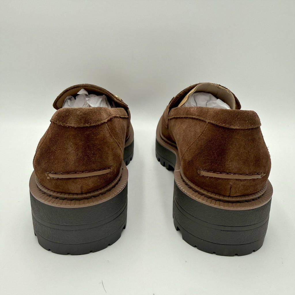 Sam Edelman Womens Lea Platform Loafers Size 8.5 M Brown Suede NIB