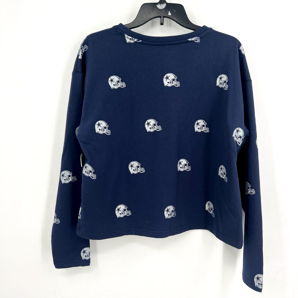 Lauren James Womens DALLAS COWBOYS Helmet Crop Sweatshirt Medium Navy Blue NWT