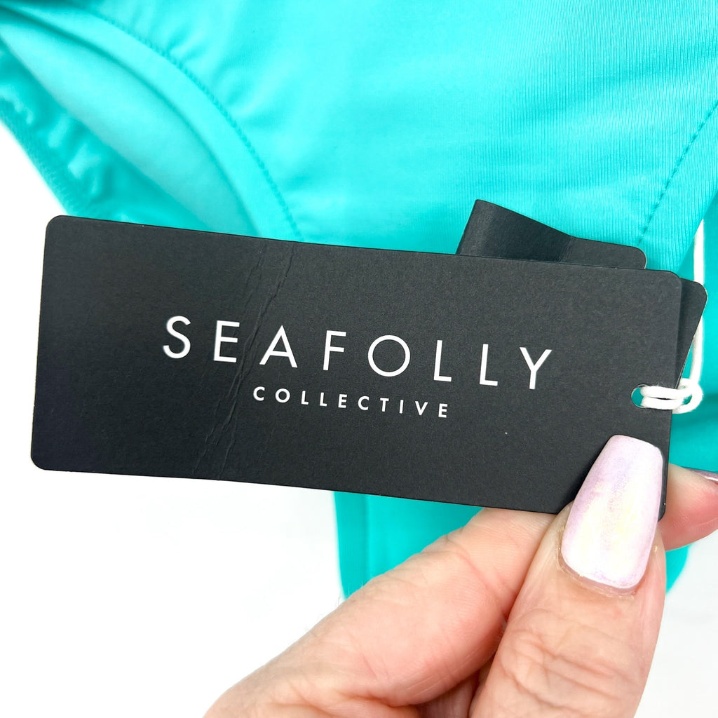 SEAFOLLY Women's Twist Band Hipster Bikini Bottom Size 6 Aquatic Blue NWT