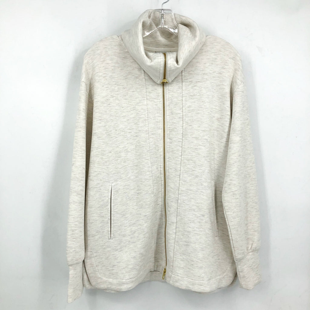 VARLEY Women's Raleigh Zip-Through Sweatshirt Medium Ivory Marl DoubleSoft NWOT