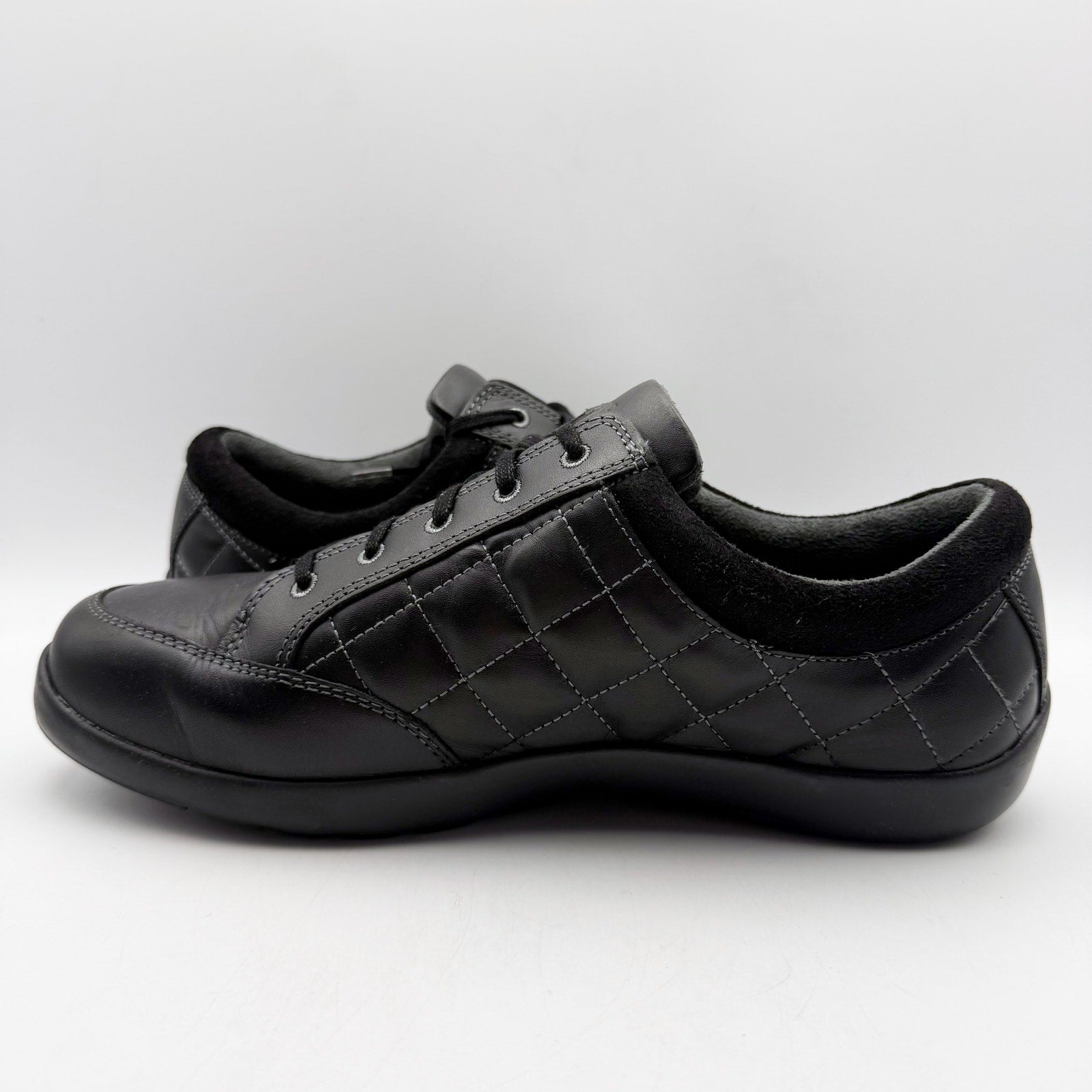 Anodyne Womens No. 75 Casual Sport Sneaker US 9.5 Wide EU 39.5 Black Leather