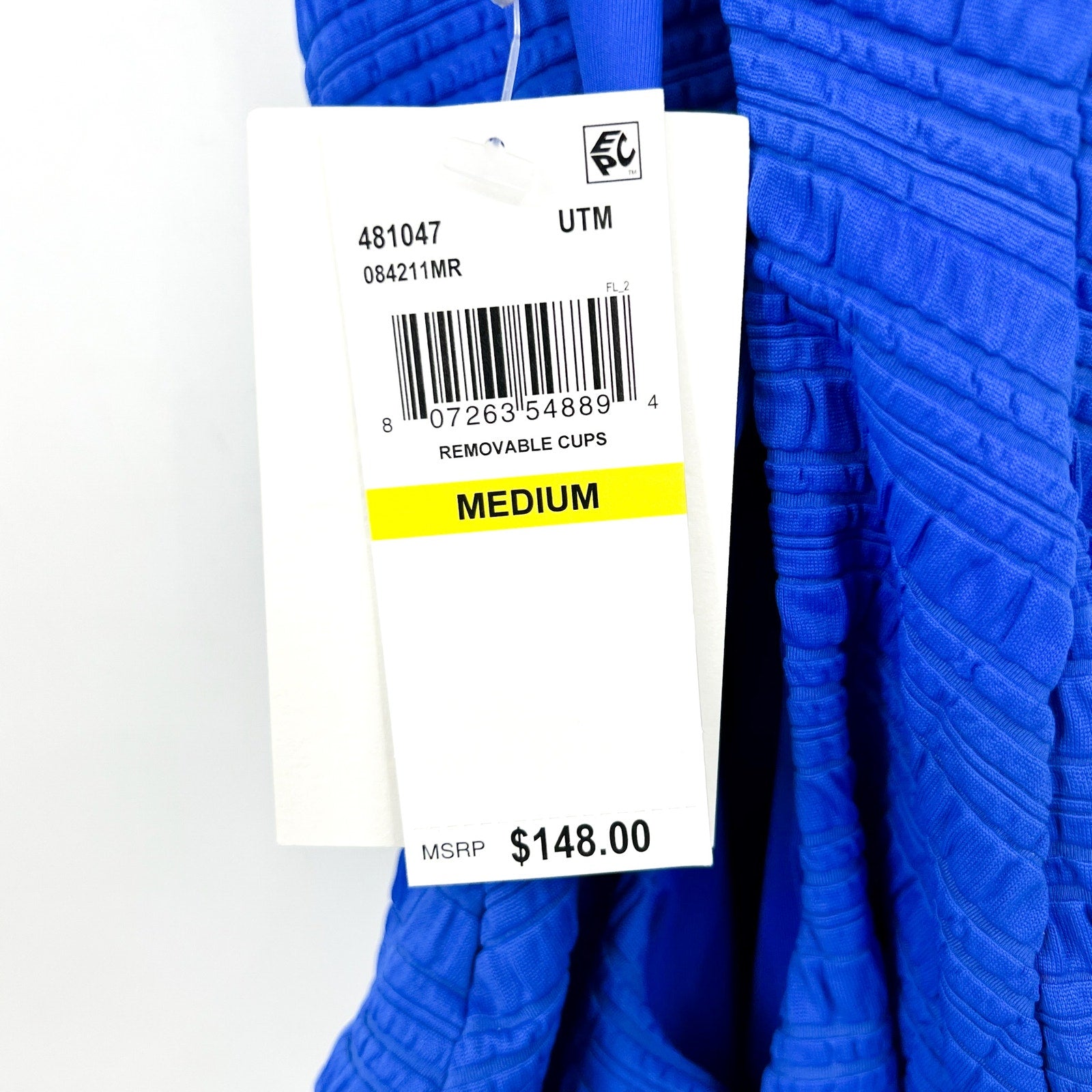 BECCA Coast Ariyah Plunge One Piece Swimsuit Medium Ultramarine Blue Ribbed NWT