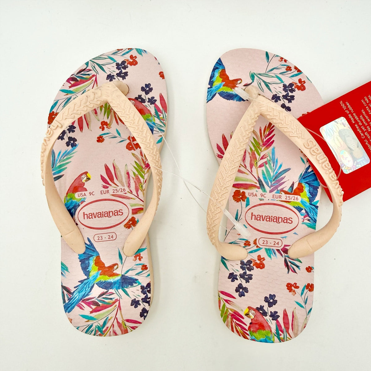 Havaianas Childrens Flip-Flops US 9 EU 23-24 Pink Floral NWT