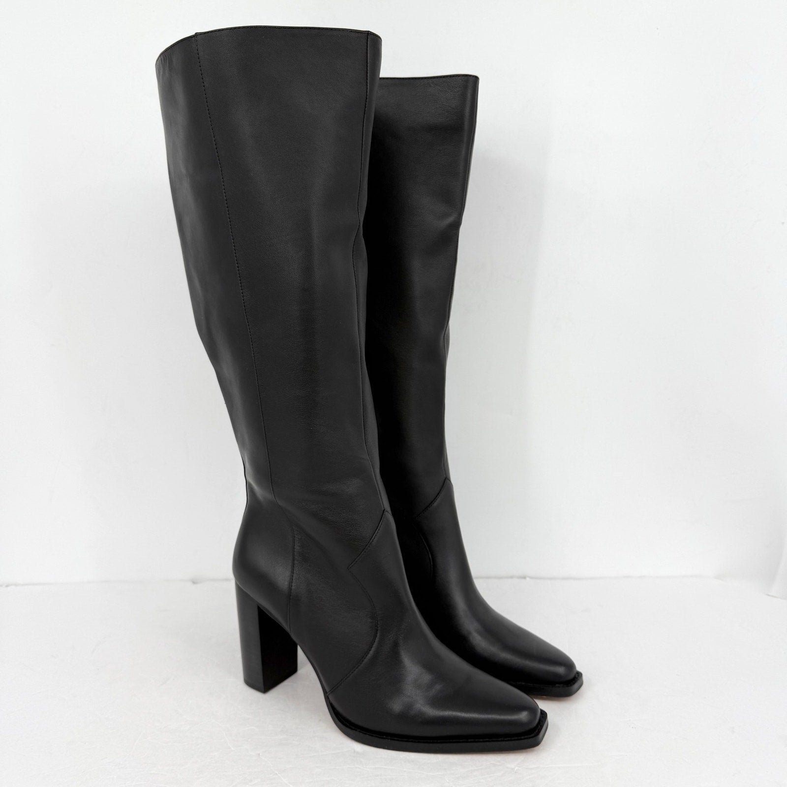 Vince Camuto Womens Lecheya Knee High Boot US 11 M Wide Calf Black Leather NWOB