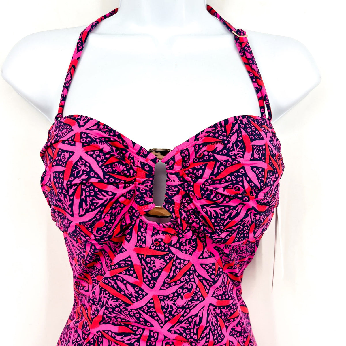LILLY PULITZER Anneli One Piece Swimsuit Size 4 Passion Pink Star Searching NWT