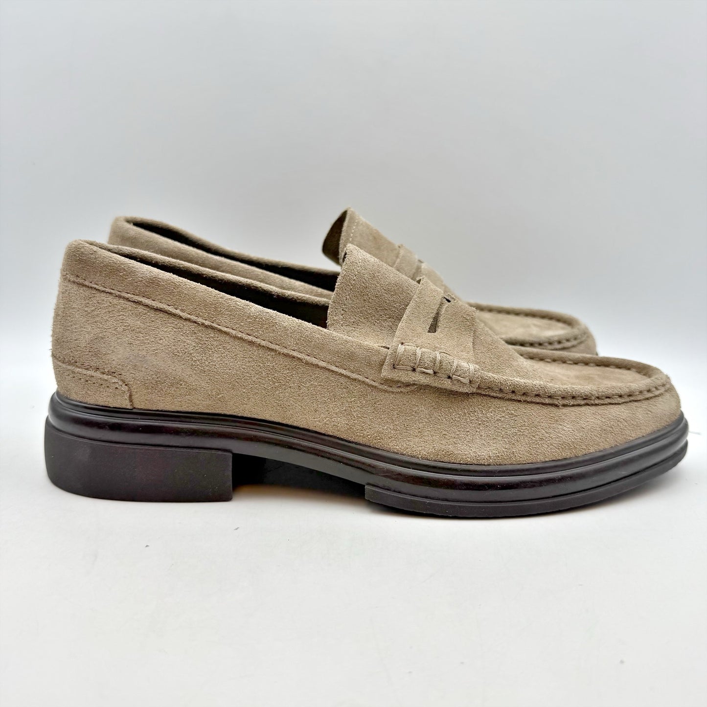 Aldo Mens Tucker Penny Loafers US 8 EU 41 Taupe Beige Suede Slip On NWOB