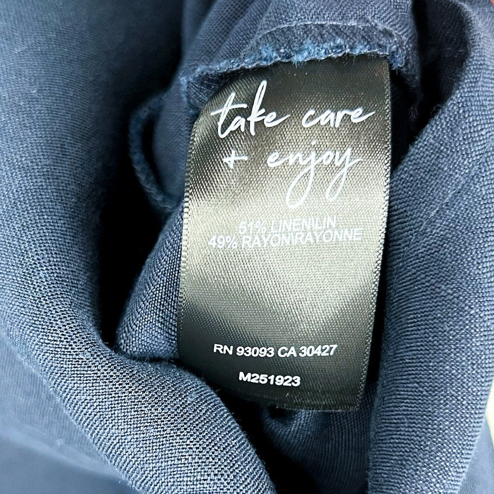 NIC + ZOE Women's Sunset Soiree Dress XS Blue Dark Indigo Sleeveless Linen NWT