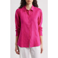 EILEEN FISHER Women's Button-Up Shirt Medium Pink Organic Linen Long Sleeve NWOT