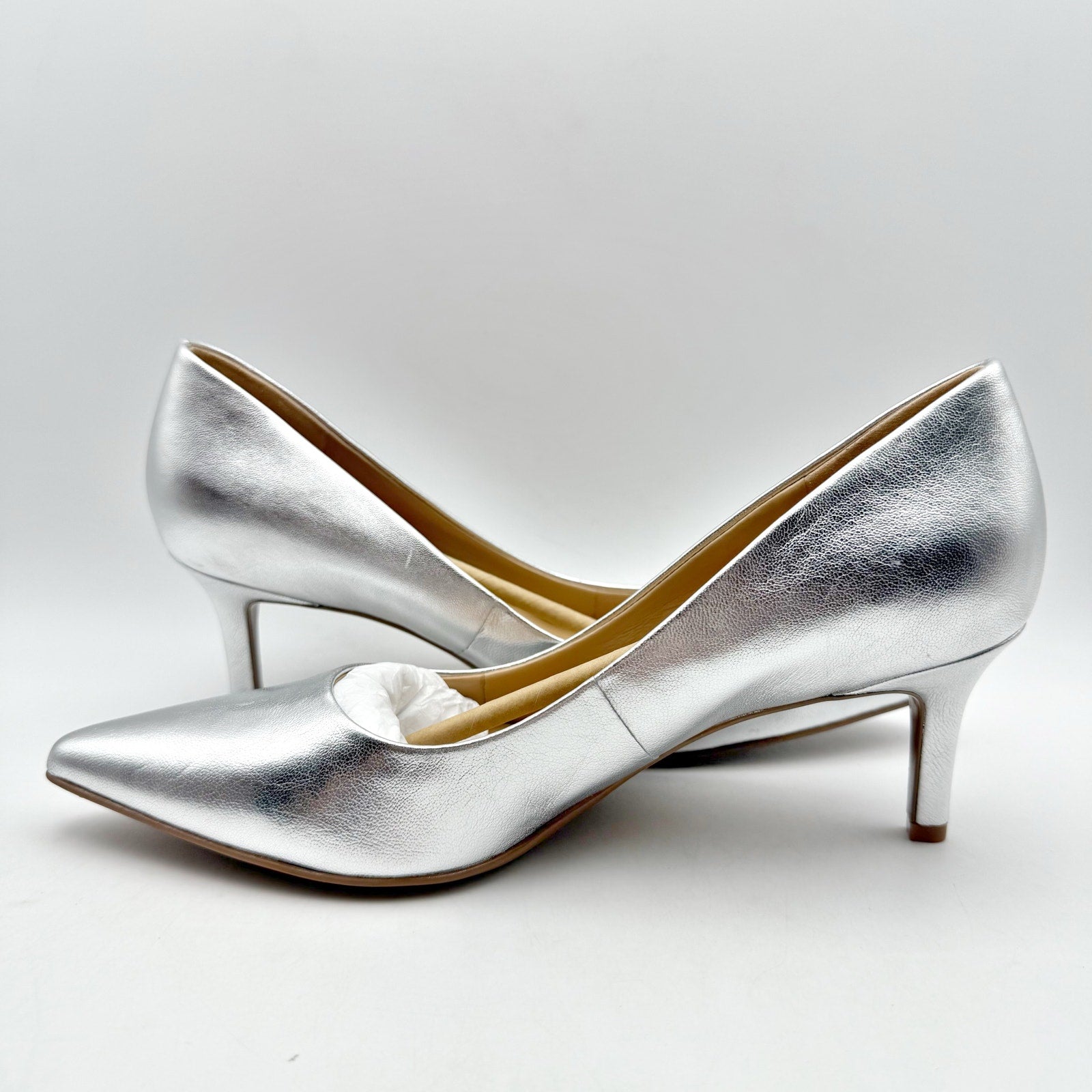 Naturalizer Womens Everly Pumps US 11 Wide EU 42 Silver Leather NWOB