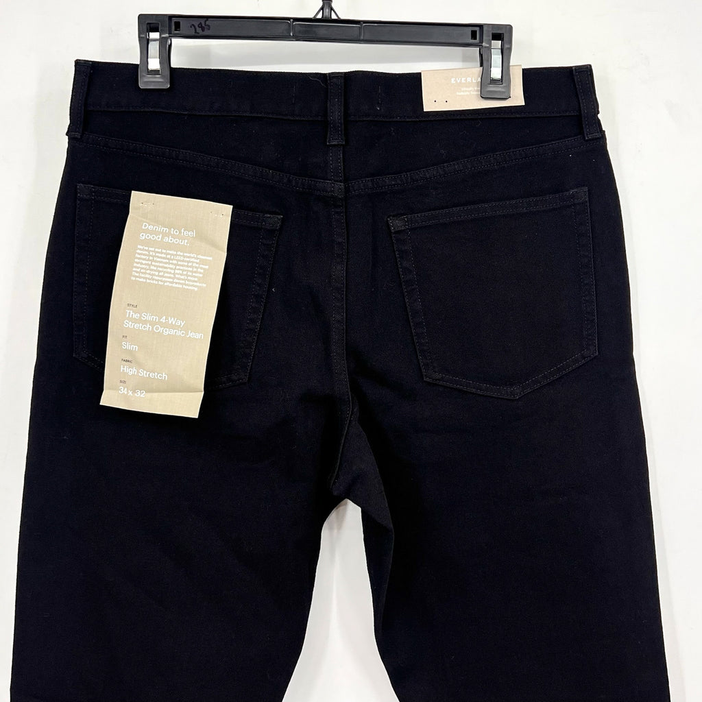 EVERLANE Uniform Men's Slim Jeans 34x32 Black 4-Way Stretch Organic Cotton NWT