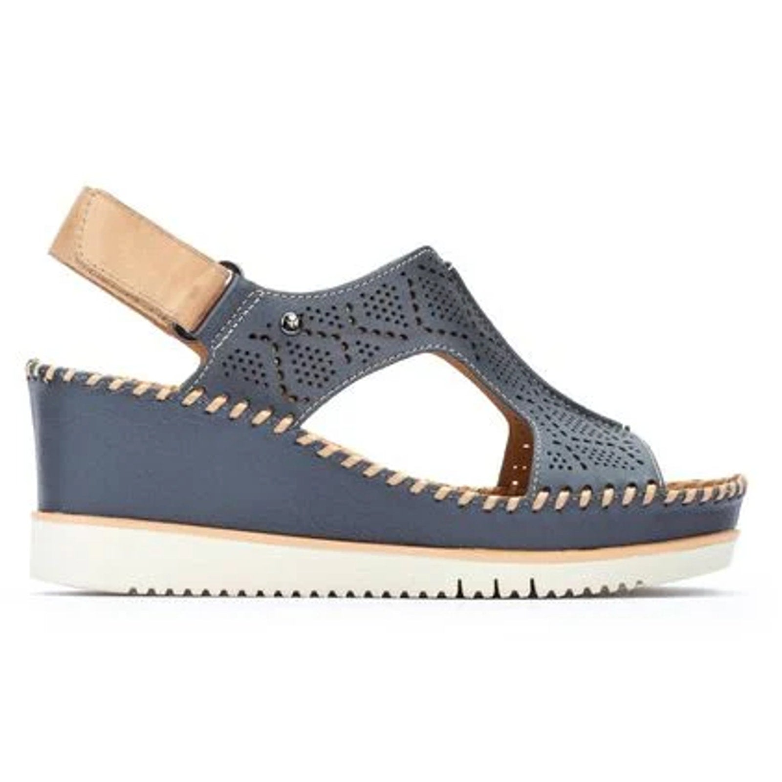Pikolinos Womens Aguadulce Wedge Sandals EU 37 US 7 Blue Leather NWOB