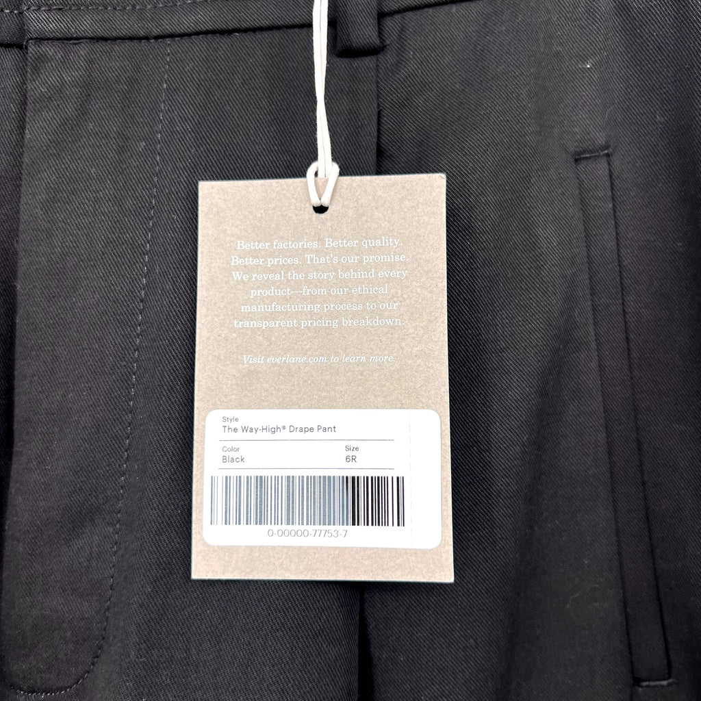 Everlane Womens The Way-High Drape Pants Size 6 Black 31" Inseam Pleated NWT