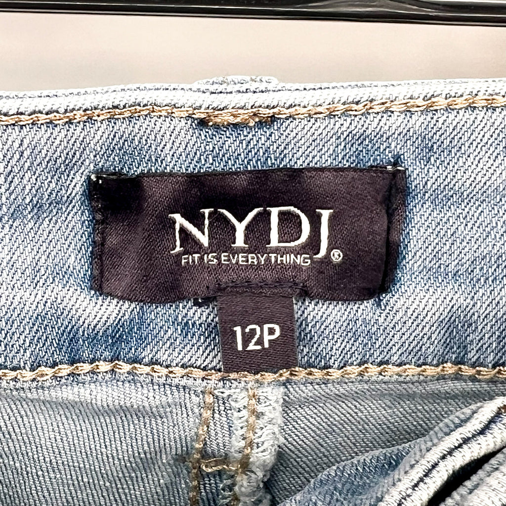 NYDJ Womens Ella Denim Shorts Size 12 PETITE Light Blue Poetry 8" Inseam NWT