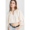 RE/DONE Victorian Cut Off Blouse Medium Vintage Ivory Balloon Sleeve Ruffle NWT