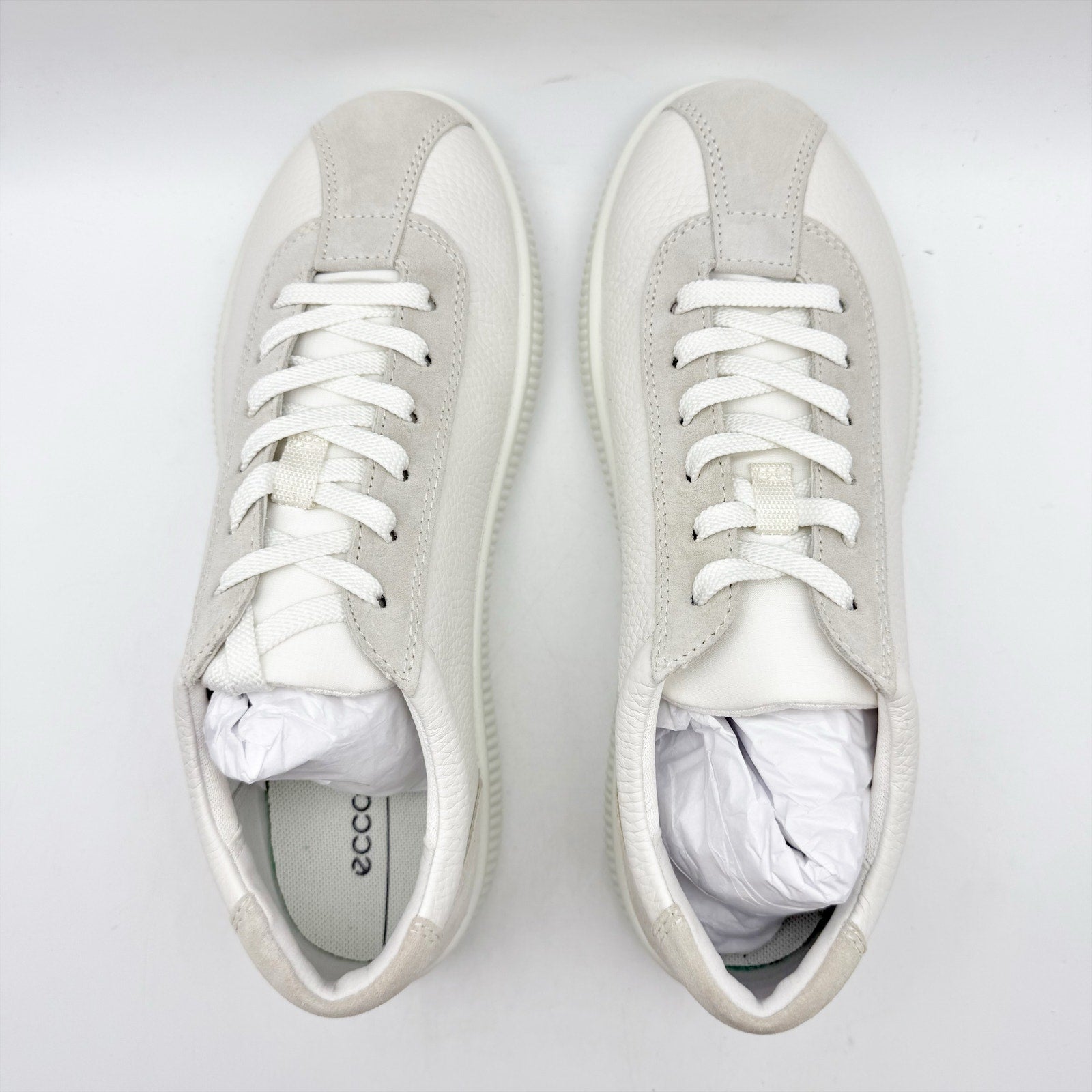 ECCO Womens Soft Zero Sneakers EU 41 US 10-10.5 Cream White Leather NIB