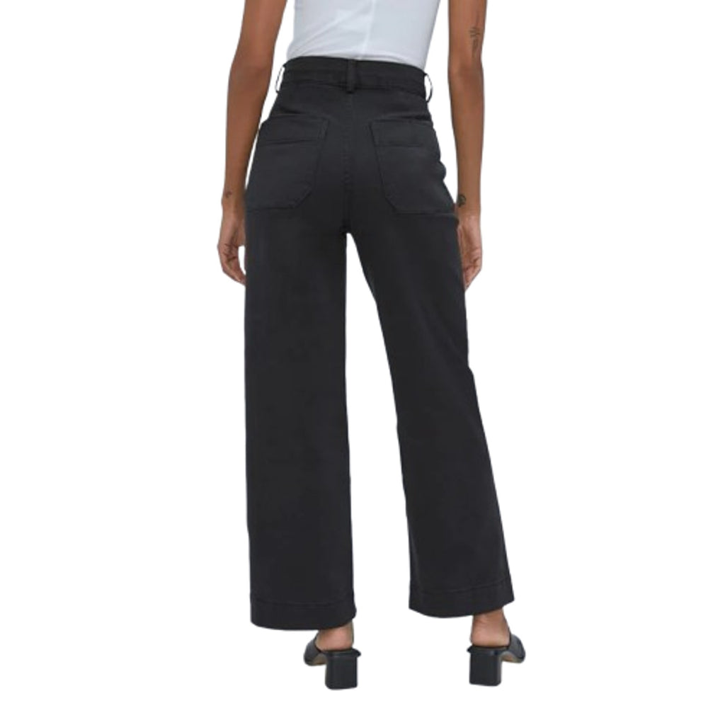 EVERLANE Womens Organic Wide-Leg Crop Pants Size 4 Black Chino Stretch Twill NWT
