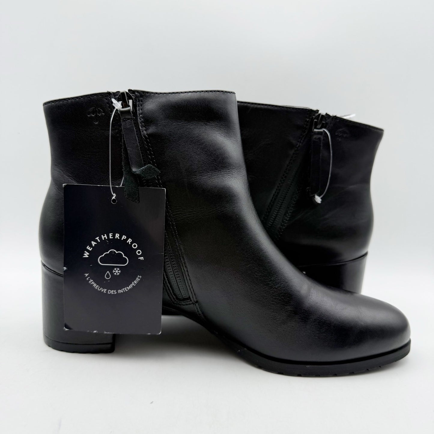 Naturalizer Womens Bay Bootie US 9 Wide EU 40 Black Leather Waterproof NWOB