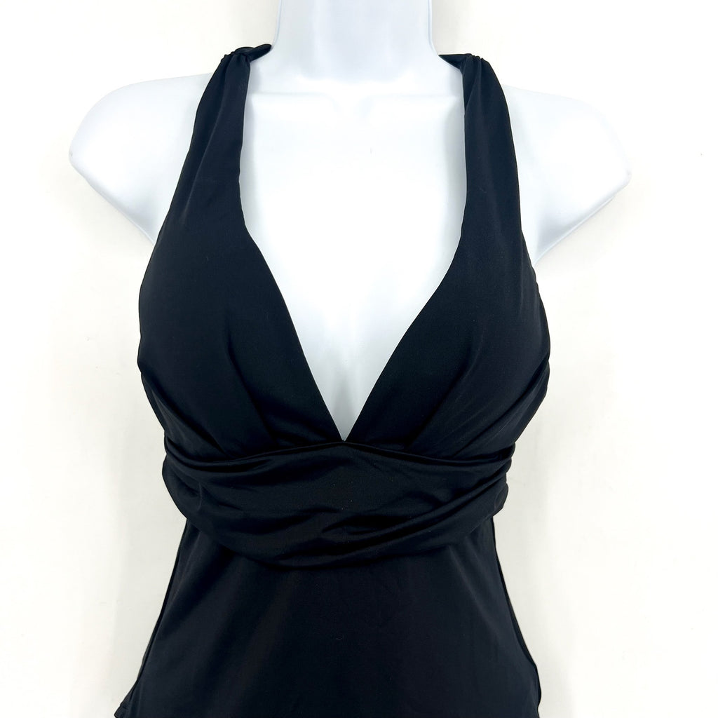 SEAFOLLY Collective Cross Back One Piece Swimsuit Size 8 Black High Neck NWT