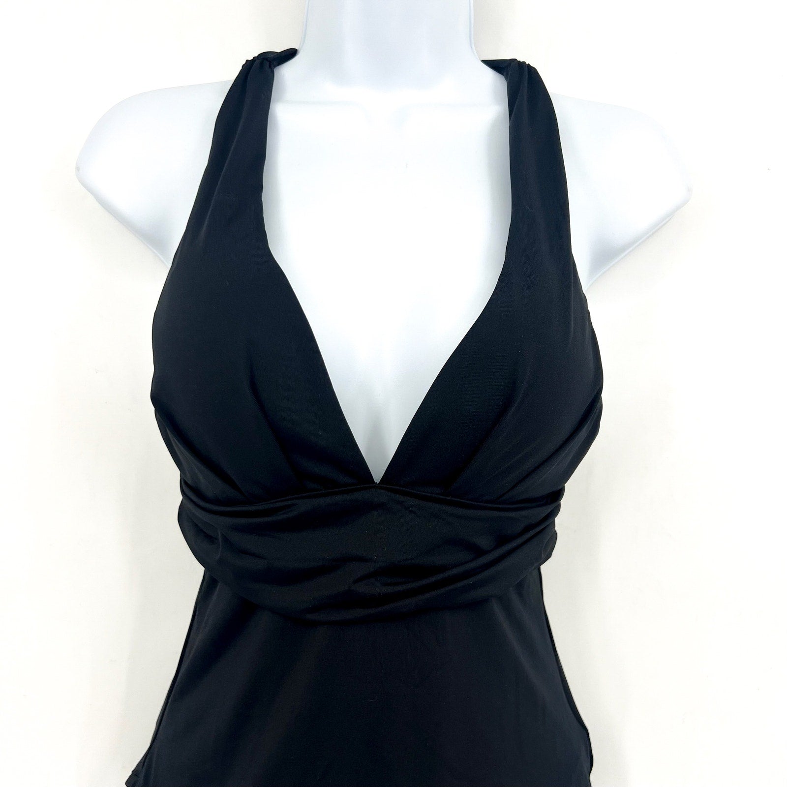 SEAFOLLY Collective Cross Back One Piece Swimsuit Size 8 Black High Neck NWT