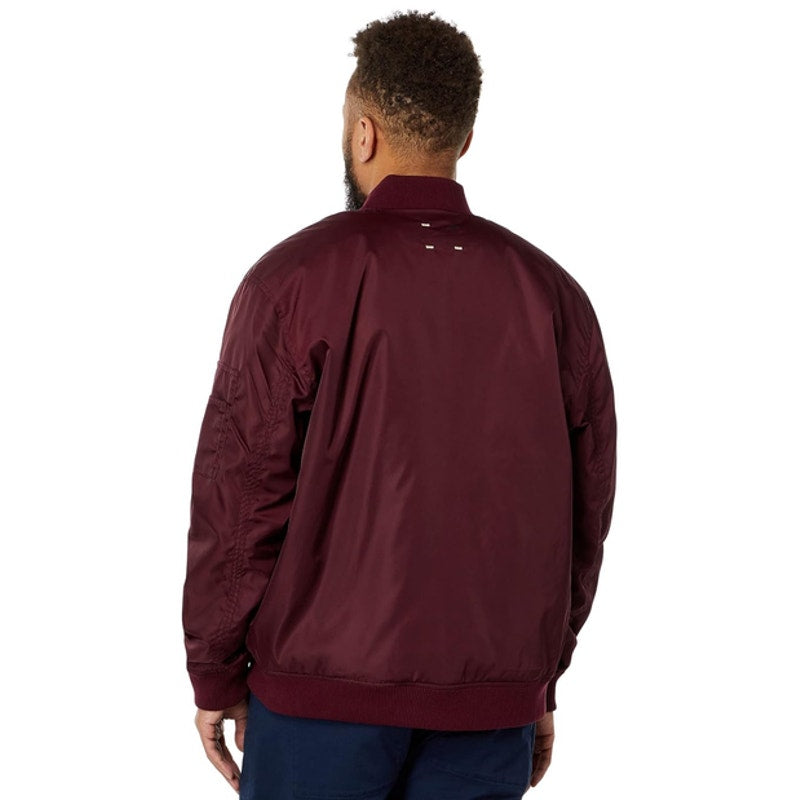 LABEL Unisex Go-To Bomber Jacket Size Small Burgundy Full Zip Ribbed Collar NWT