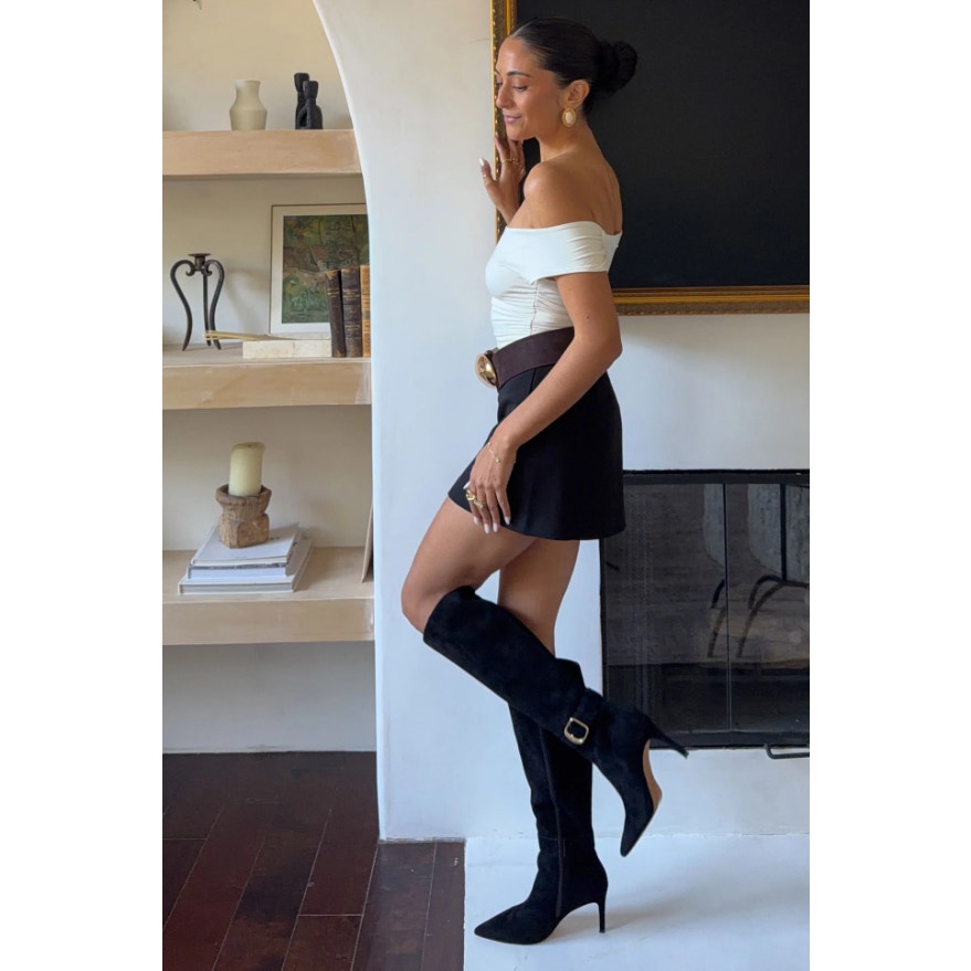 Dolce Vita Womens Kinzy Knee High Boots US 8 EU 38.5 Black Suede High Heels NWOB
