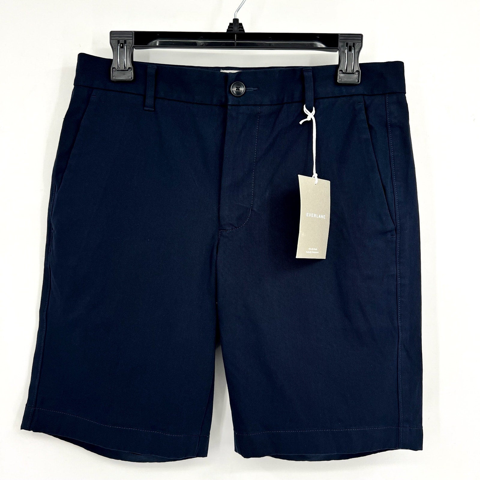 EVERLANE Men's The 9" Performance Chino Shorts Size 30 Navy Blue Slim-Fit NWT