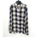 STITCH FIX COSMIC BLUE LOVE Popover Top Shirt Medium Grey White Check NWT