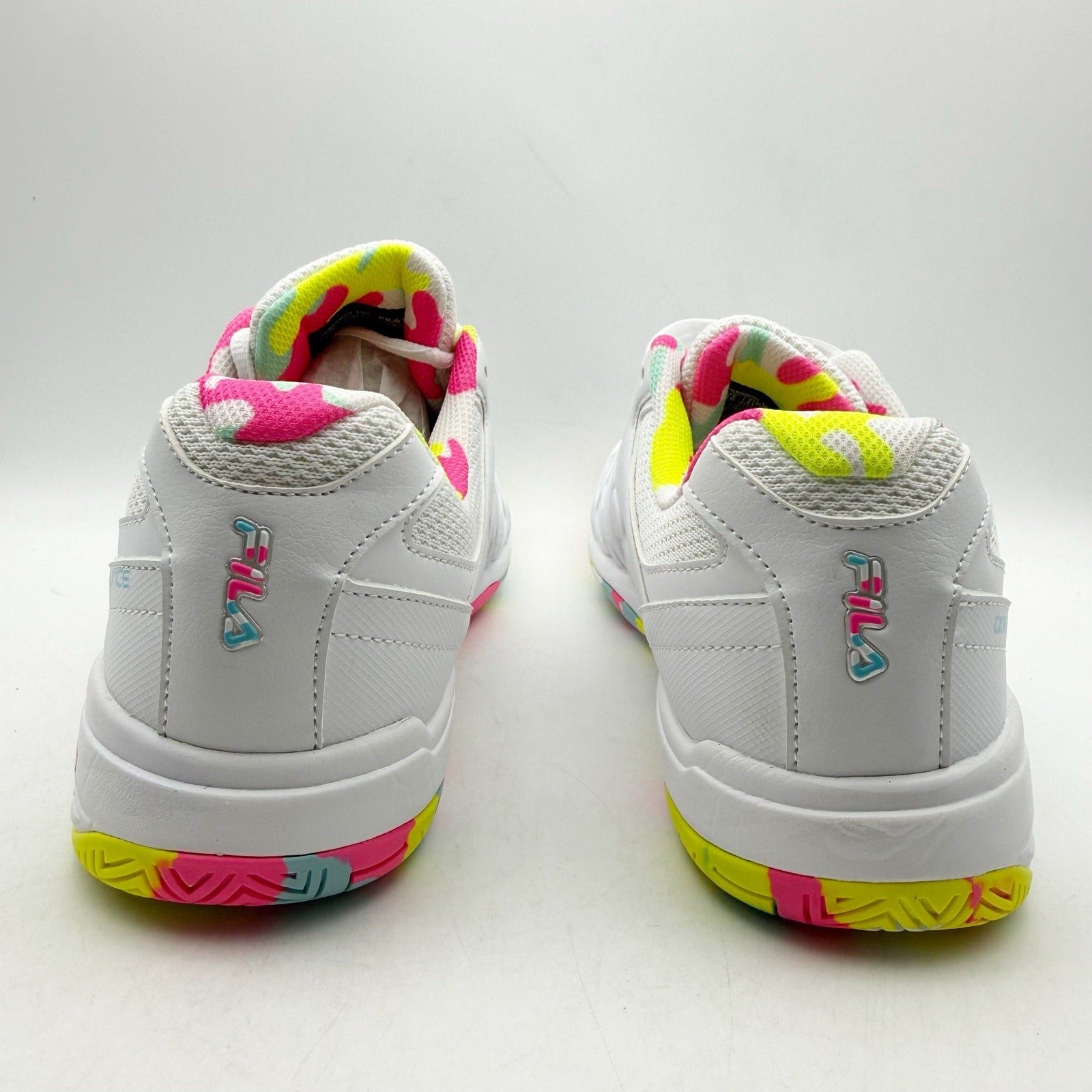 FILA Womens Double Bounce 3 Pickleball Athletic Shoes Size 11 White Neon NWOB