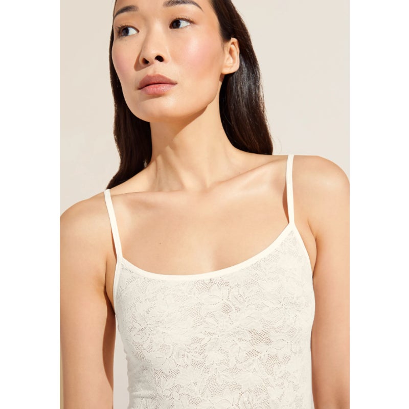 EBERJEY Women's Soft Stretch Slip Chemise Medium Ivory Lace Scoop Back NWT