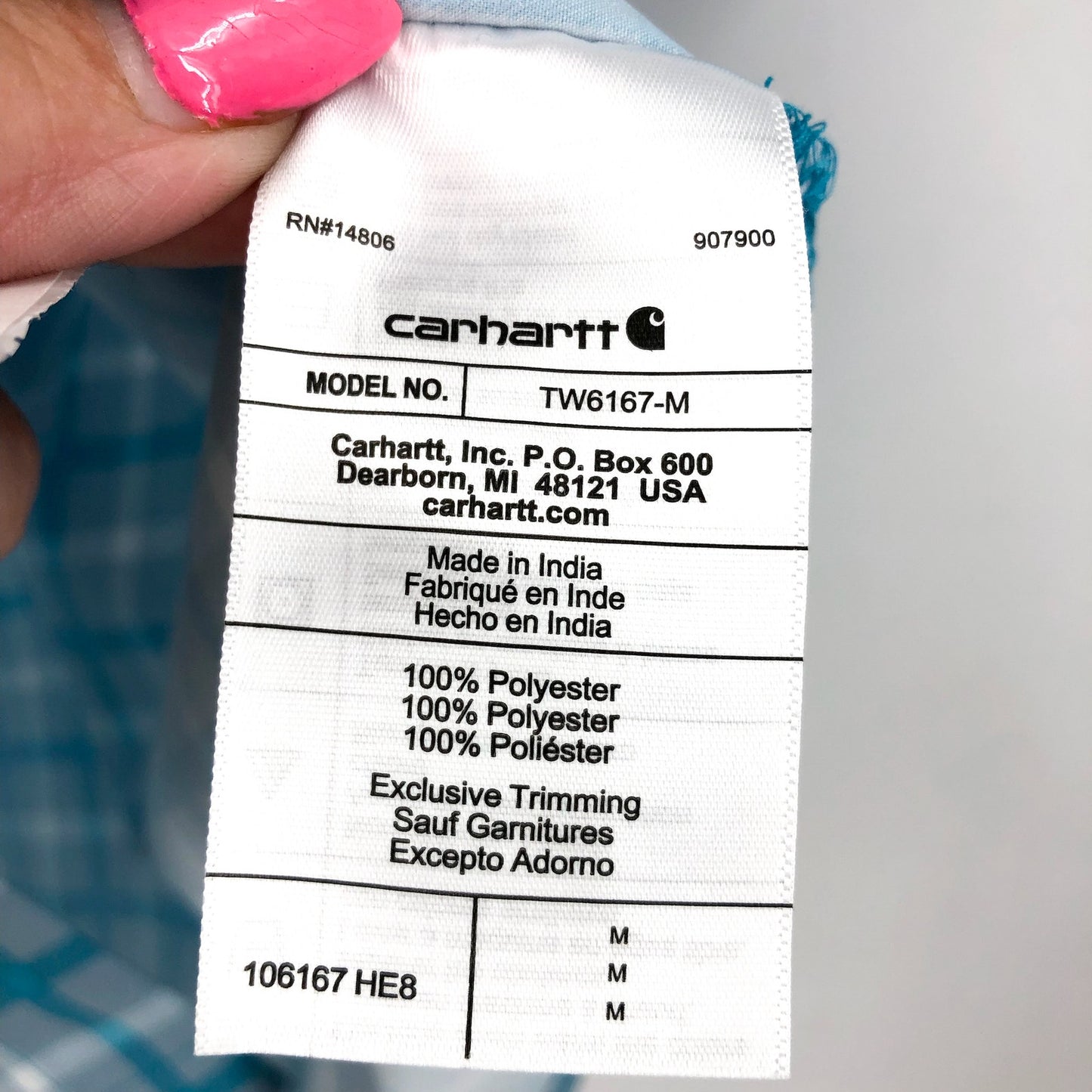 CARHARTT Men's Force Relaxed Fit Plaid Shirt Medium Storm Blue Sun Defender NWT