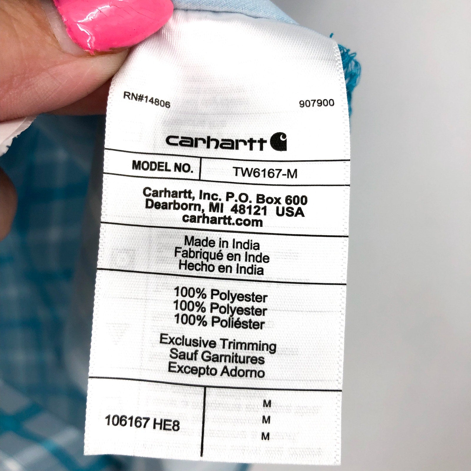 CARHARTT Men's Force Relaxed Fit Plaid Shirt Medium Storm Blue Sun Defender NWT