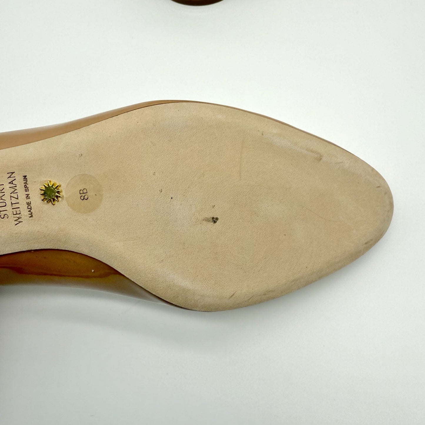 Stuart Weitzman Womens Vivienne 35 Pumps US 8 Nude Patent Leather Heels NIB