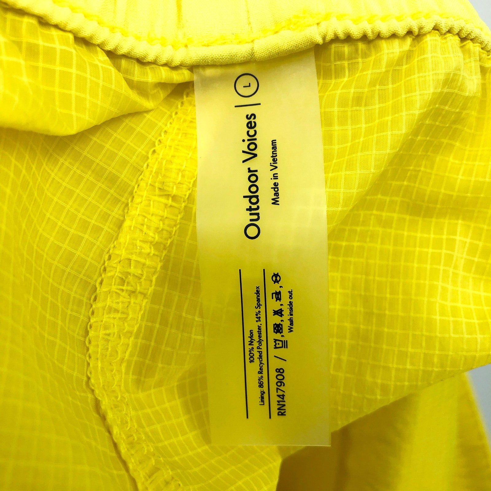 OUTDOOR VOICES Women's WIndbreaker 3" Shorts Large Yellow Limoncello NWT