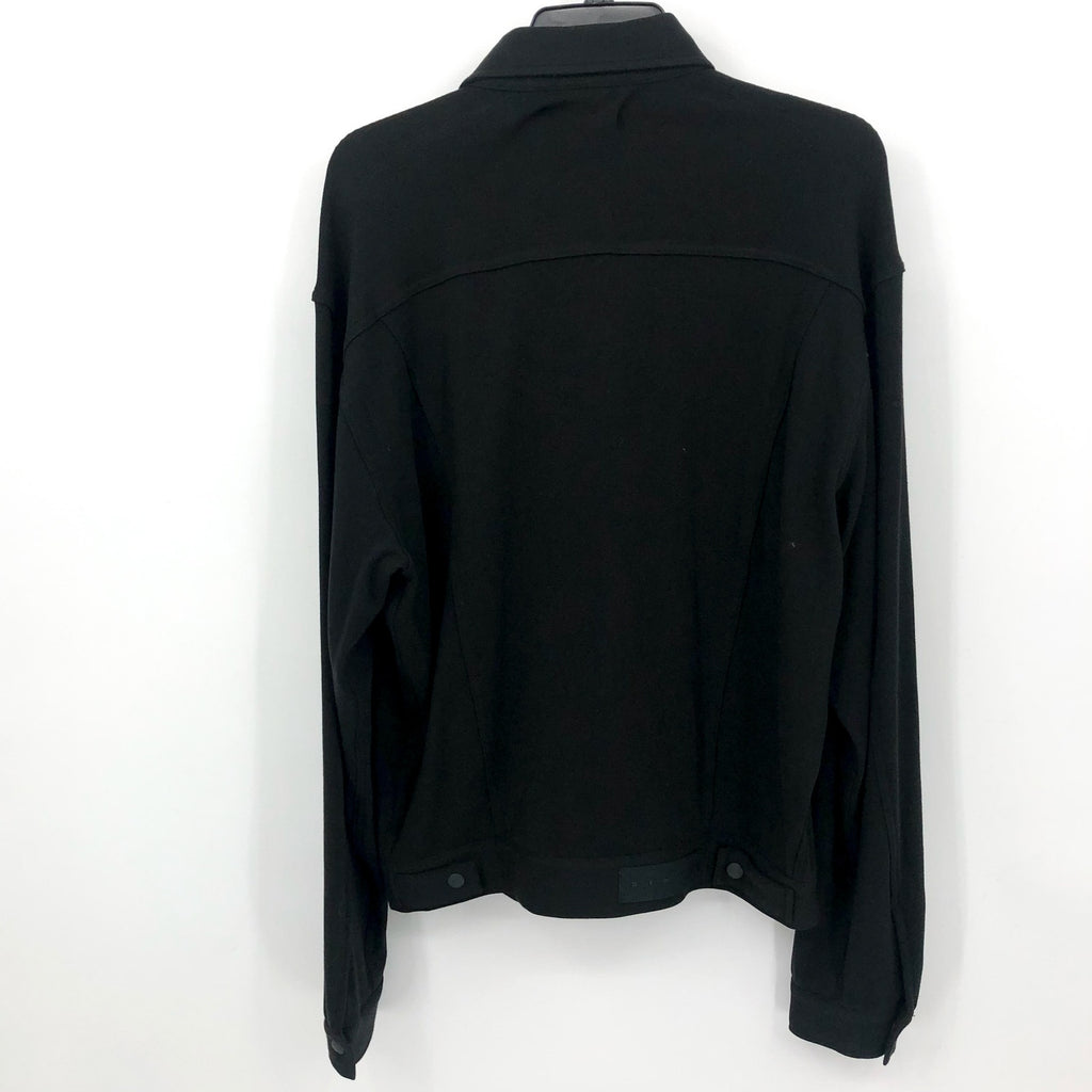 STAMPD Mens Fleece Trucker Jacket Medium Black Button Up Collared Pockets NWT