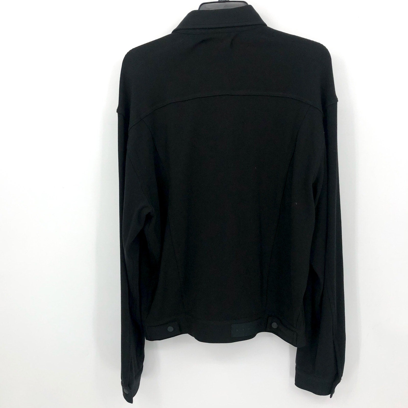 STAMPD Mens Fleece Trucker Jacket Medium Black Button Up Collared Pockets NWT