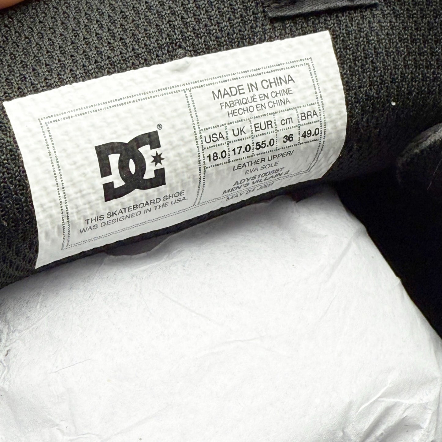 DC Mens Villain 2 Slip On Sneakers US 18 EU 55 Black Leather NIB