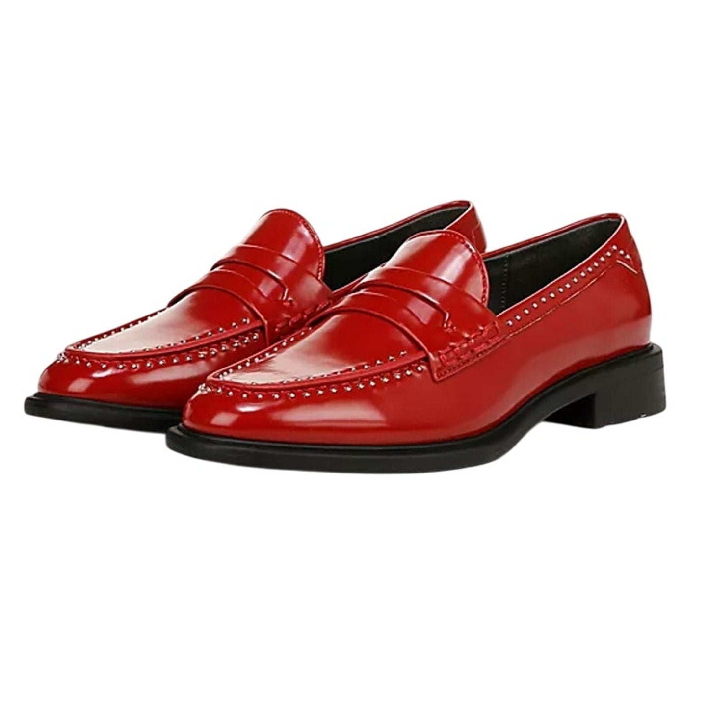 Franco Sarto Womens Eden Studded Loafers US 6 M EU 36 Red Slip On NIB