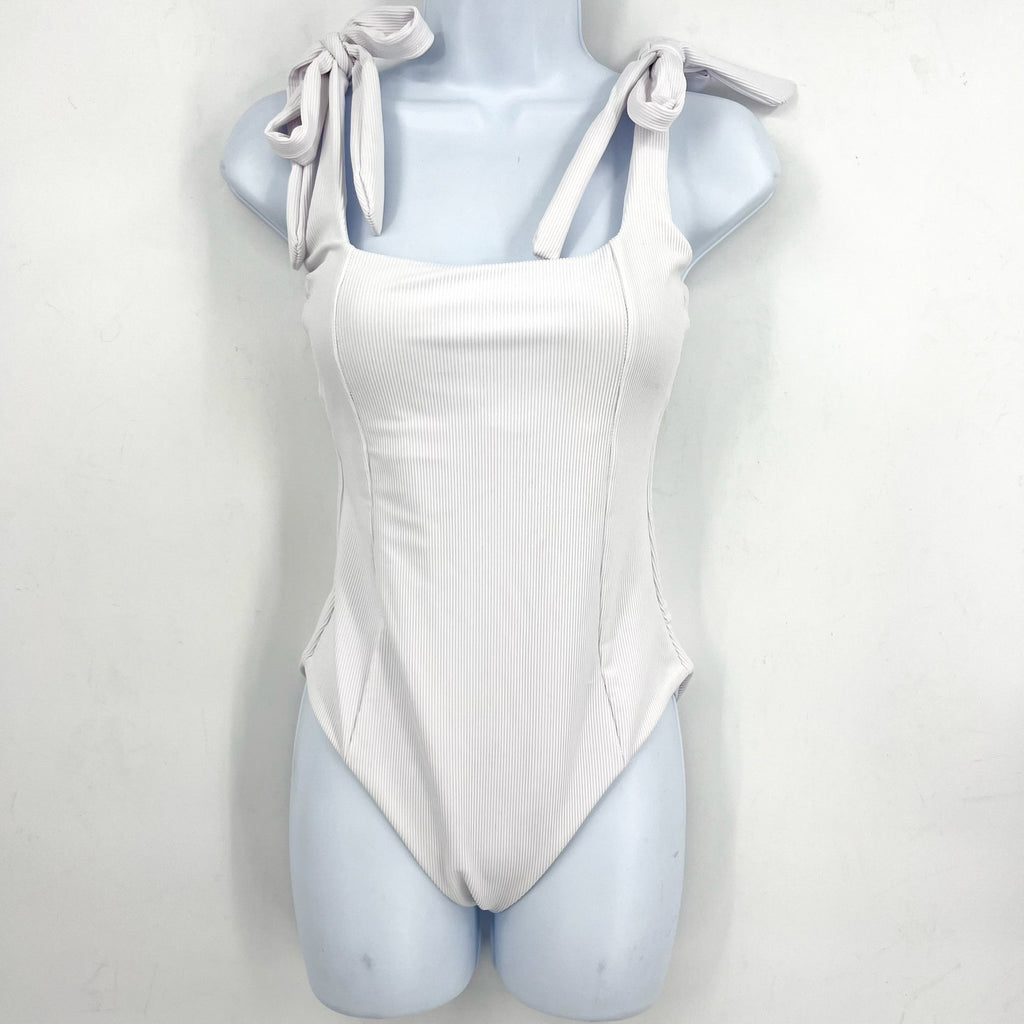 BEACH RIOT Womens Sydney One Piece Swimsuit Medium White Tie Strap NO BELT NWT