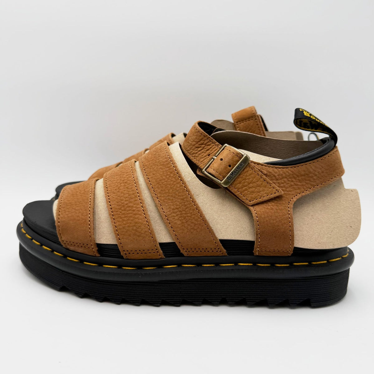 Dr Martens Womens Blaire Sandals Size 10 EU 42 Brown Desert Tumbled Nubuck NIB