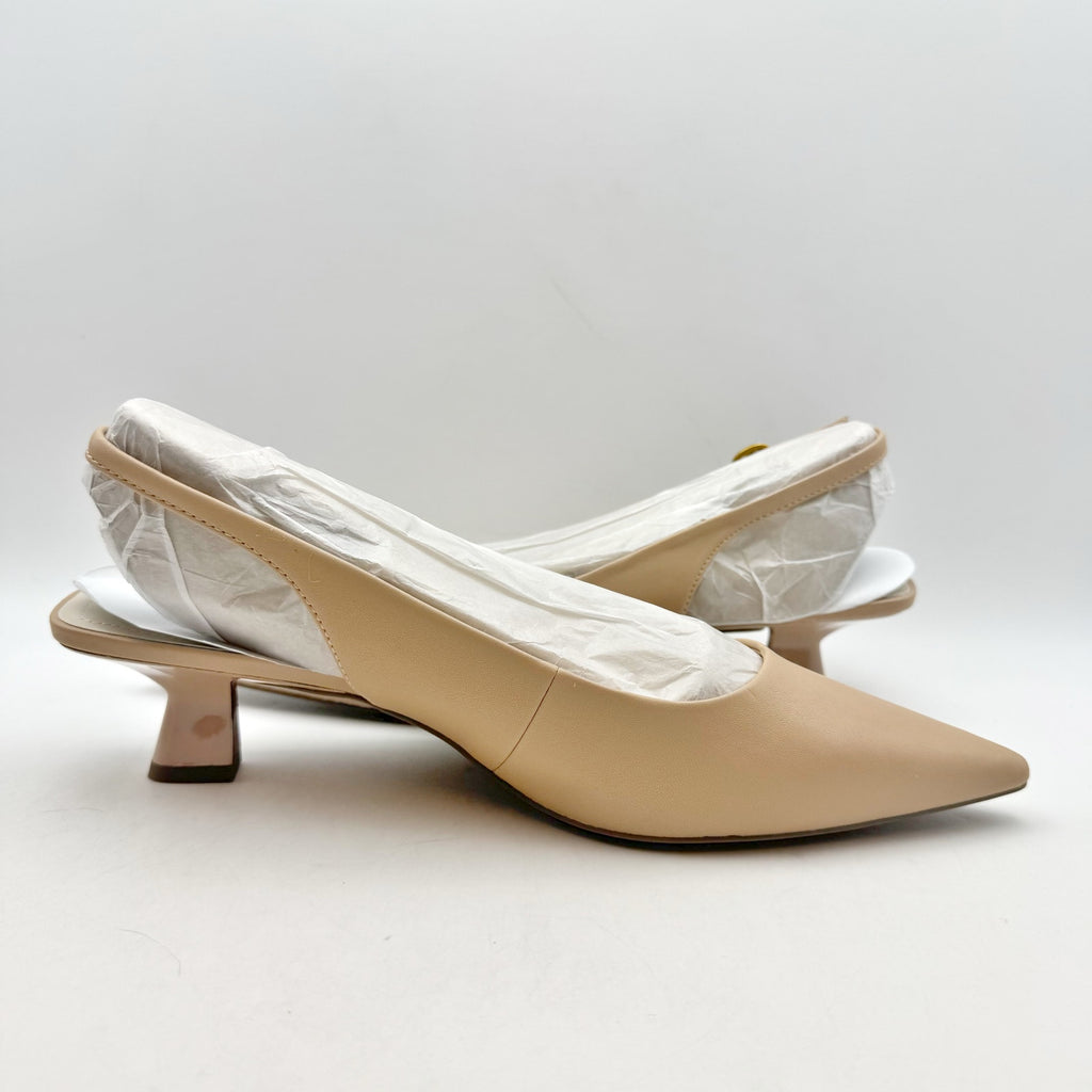 Franco Sarto Womens Jaden Slingback Pumps US 9.5 Wide EU 40.5 Nude Beige NIB