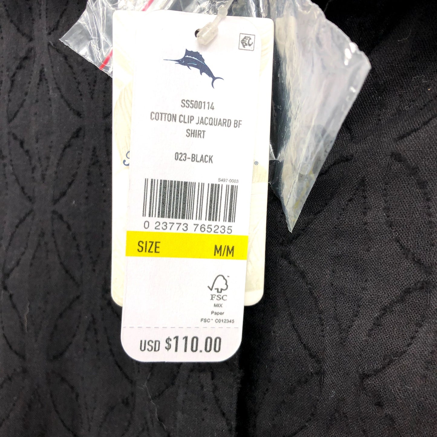 TOMMY BAHAMA Boyfriend Shirt Swim Cover Up Medium Black Cotton Clip Jacquard NWT