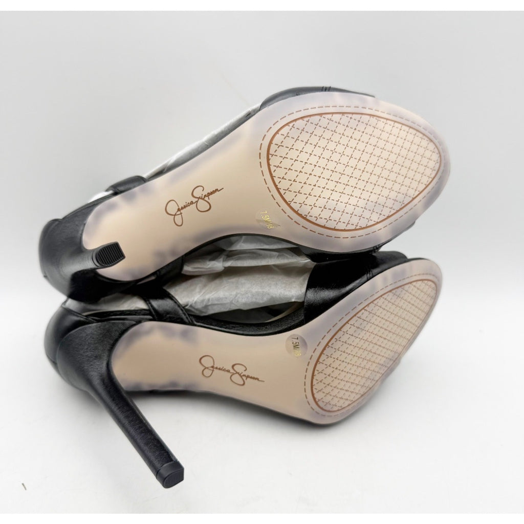 JESSICA SIMPSON Womens Juminee Stiletto Sandals Size 7.5 M Black Ankle Strap NIB