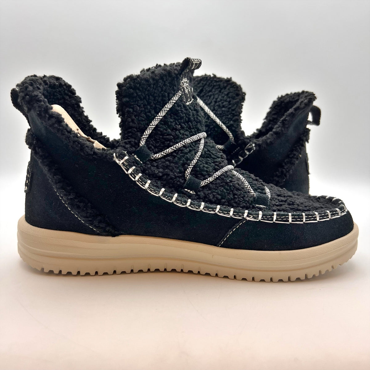 Hey Dude Womens Camden Sneaker Boots Size 8 EU 39 Black Suede NWOB