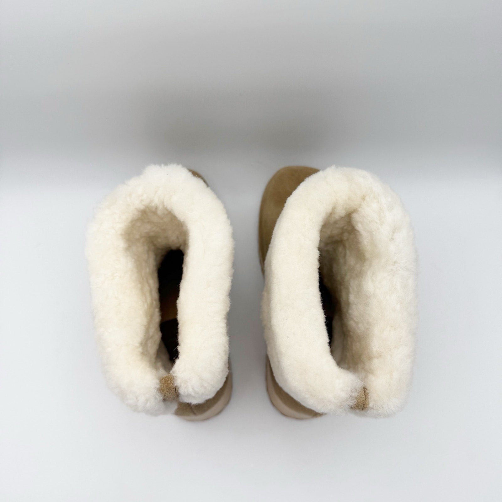 MIA Clogs Womens Jildie Boots Size M Beige Tan Suede Fur Trim NWOB