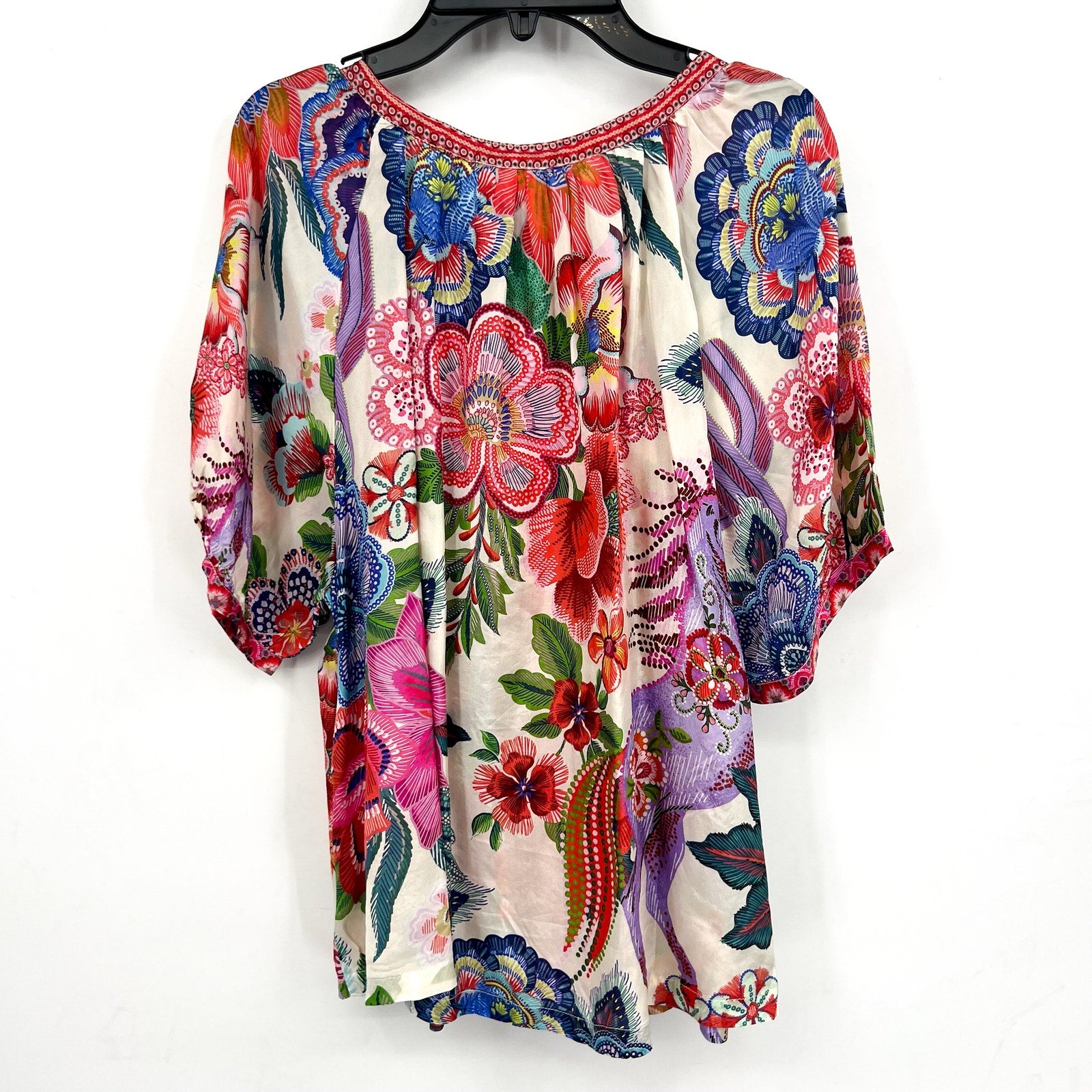 JOHNNY WAS Women's Avah Silk Blouse Medium Kallie Floral Button Down NWT