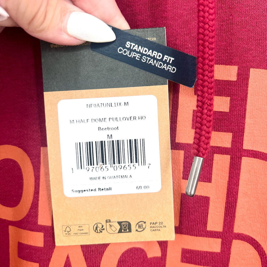 THE NORTH FACE Men Half Dome Hoodie Medium Red Beetroot Sweatshirt NWT