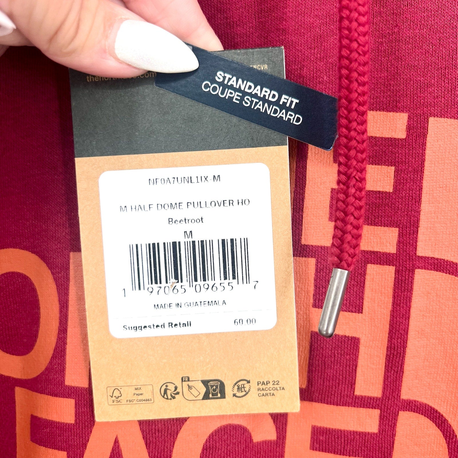 THE NORTH FACE Men Half Dome Hoodie Medium Red Beetroot Sweatshirt NWT