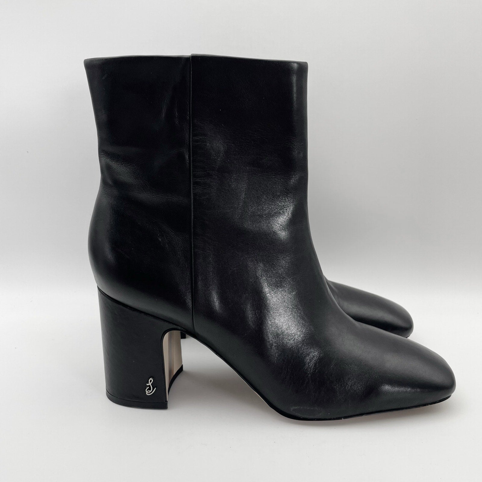Sam Edelman Womens Fawn Heel Boot US 9.5 M Black Leather NWOB