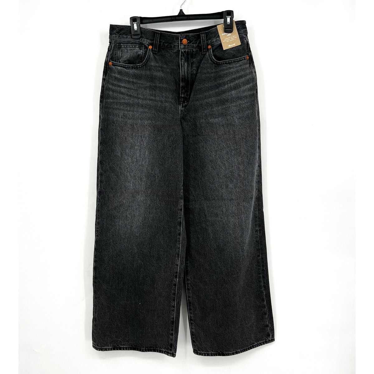 MADEWELL Women's Superwide-Leg Jeans Size 29 US 8 Black Kingswood Wash NR481 NWT